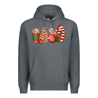 Rock christmas tree cake and coffee cups ado Premium Hoodie - AdoDesignShop