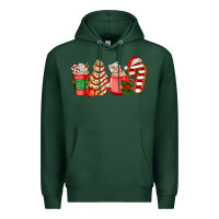 Sports Green christmas tree cake and coffee cups ado Premium Hoodie - AdoDesignShop