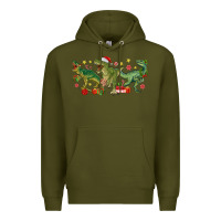 Army Green christmas dinosaurs Premium Hoodie - MaliasSmallBusiness