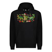 Black christmas dinosaurs Premium Hoodie - MaliasSmallBusiness