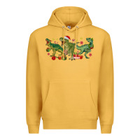 Mustard christmas dinosaurs Premium Hoodie - MaliasSmallBusiness