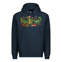 Navy christmas dinosaurs Premium Hoodie - MaliasSmallBusiness