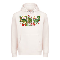 Pale Pink christmas dinosaurs Premium Hoodie - MaliasSmallBusiness