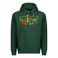 Sports Green christmas dinosaurs Premium Hoodie - MaliasSmallBusiness