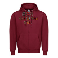 Burgundy merry christmas y all Zipper Hoodie - JahusDesignShop
