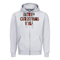 Heather Grey merry christmas y all Zipper Hoodie - JahusDesignShop