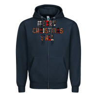 Navy merry christmas y all Zipper Hoodie - JahusDesignShop