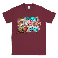 Burgundy Happy Easter Day rodeo Easter Day Classic Tee - CowGirlArtShop