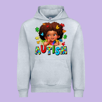 Autism Afro Girl Urban Hoodie Designed By Lillyallendesigns