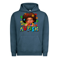 Pigment Midnight Navy autism afro girl Urban Hoodie - LillyAllenDesigns
