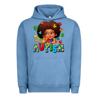 Pigment Pebble Blue autism afro girl Urban Hoodie - LillyAllenDesigns