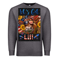 Charcoal Heather Western Let's Get Lit Cow Premium Sweatshirt - LillyAllenDesigns