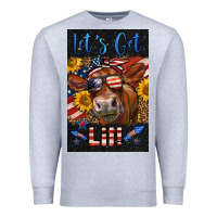 Heather Grey Western Let's Get Lit Cow Premium Sweatshirt - LillyAllenDesigns