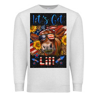 Oatmeal Heather Western Let's Get Lit Cow Premium Sweatshirt - LillyAllenDesigns