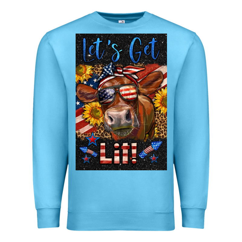 Western Let's Get Lit Cow Premium Sweatshirt by LillyAllenDesigns | Teevron