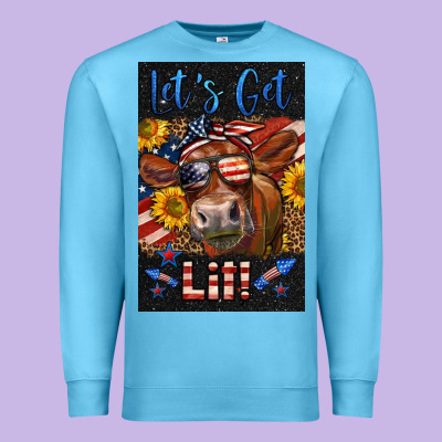 Western Let's Get Lit Cow Premium Sweatshirt Designed By Lillyallendesigns