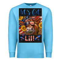 Ocean Blue Western Let's Get Lit Cow Premium Sweatshirt - LillyAllenDesigns