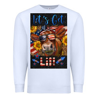 White Western Let's Get Lit Cow Premium Sweatshirt - LillyAllenDesigns