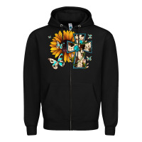 Black cross with sunflower Zipper Hoodie - JahusDesignShop