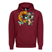 Burgundy cross with sunflower Zipper Hoodie - JahusDesignShop