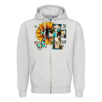 Dove Grey cross with sunflower Zipper Hoodie - JahusDesignShop