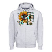 Heather Grey cross with sunflower Zipper Hoodie - JahusDesignShop