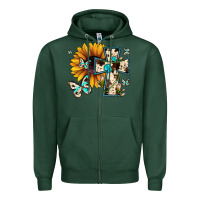 Sports Green cross with sunflower Zipper Hoodie - JahusDesignShop