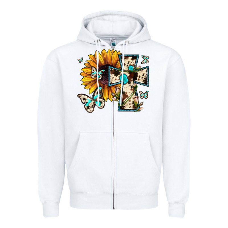 Cross With Sunflower Zipper Hoodie by JahusDesignShop | Teevron