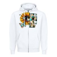 White cross with sunflower Zipper Hoodie - JahusDesignShop