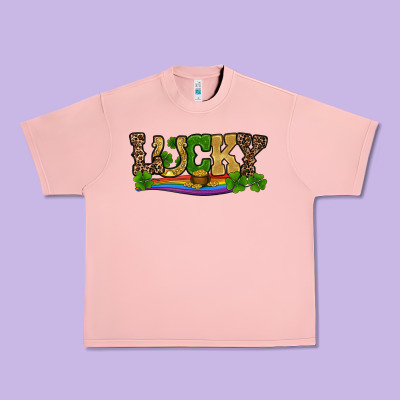 Urban Heavy Tee st patricks shamrock gold with rainbow