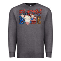 Charcoal Heather Western Star Spangled Baby Cow Premium Sweatshirt - LillyAllenDesigns