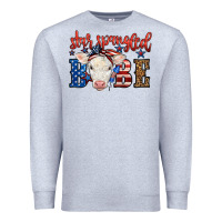 Heather Grey Western Star Spangled Baby Cow Premium Sweatshirt - LillyAllenDesigns