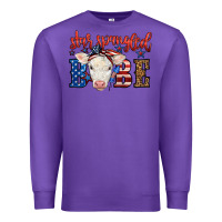 Purple Western Star Spangled Baby Cow Premium Sweatshirt - LillyAllenDesigns
