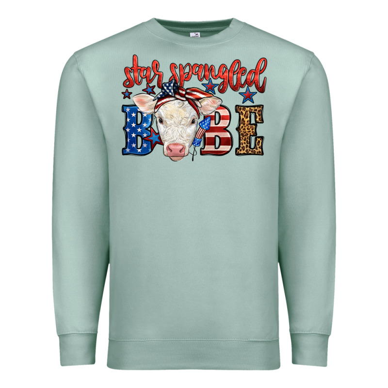 Western Star Spangled Baby Cow Premium Sweatshirt by LillyAllenDesigns | Teevron