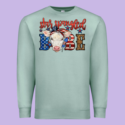 Western Star Spangled Baby Cow Premium Sweatshirt Designed By Lillyallendesigns