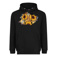 Black sunflower glitter leather patch Heavyweight Hoodie - AdoDesignShop