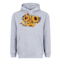 Heather Grey sunflower glitter leather patch Heavyweight Hoodie - AdoDesignShop