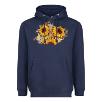 Navy sunflower glitter leather patch Heavyweight Hoodie - AdoDesignShop
