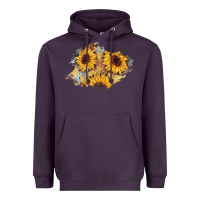 Plum sunflower glitter leather patch Heavyweight Hoodie - AdoDesignShop
