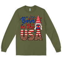 Army Green Born in the USA gnome Long Sleeve Tee - Neo Western