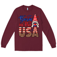 Burgundy Born in the USA gnome Long Sleeve Tee - Neo Western