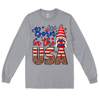 Heather Grey Born in the USA gnome Long Sleeve Tee - Neo Western