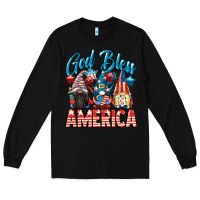 Black God blessed America gnomes 4th of July Long Sleeve Tee - CowGirlArtShop