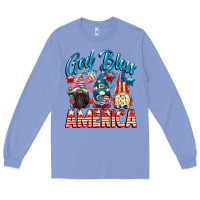 Colony Blue God blessed America gnomes 4th of July Long Sleeve Tee - CowGirlArtShop