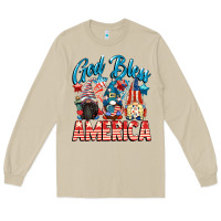 Mushroom God blessed America gnomes 4th of July Long Sleeve Tee - CowGirlArtShop