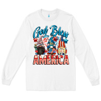 White God blessed America gnomes 4th of July Long Sleeve Tee - CowGirlArtShop
