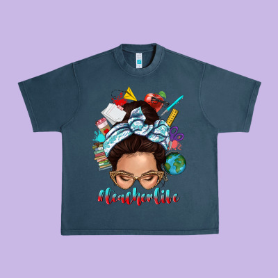 Urban Heavy Tee teacher life messy bun