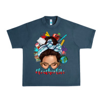 Midnight Navy teacher life messy bun Urban Heavy Tee - texasbilliewilder
