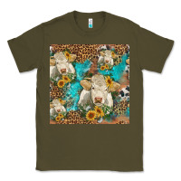 Army Green sunflowers charolais cow seamless pattern Classic Tee - HRA Design Shop