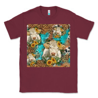 Burgundy sunflowers charolais cow seamless pattern Classic Tee - HRA Design Shop